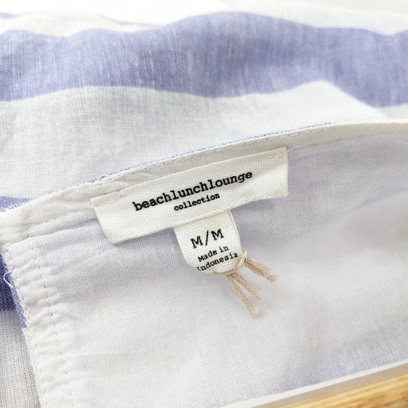 BEACHLUNCHLOUNGE Size M Womens Alina Stripe Linen Cotton Shift Dress Blue White - Picture 6 of 8